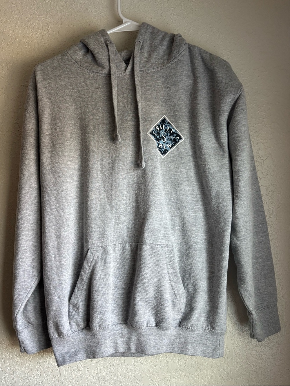 Salty Crew Heather Gray Pullover Hoodie with Chest Patch